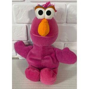 Tyco Telly Monster Plush Kids 8" Pink Vintage 1997 Sesame Street Bean Bag Toy